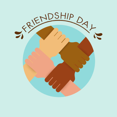 Happy Friendship Day Greeting Card Design. Friendship day typography greeting card creative idea with colorful background.のイラスト素材