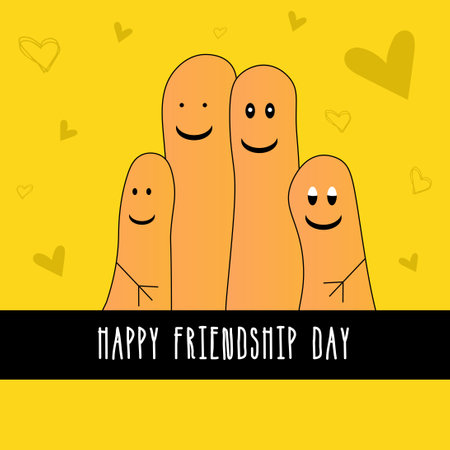 Happy Friendship Day Greeting Card Design. Friendship day typography greeting card creative idea with colorful background.のイラスト素材
