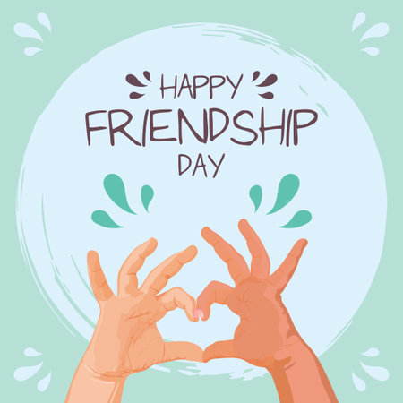 Happy Friendship Day Greeting Card Design. Friendship day typography greeting card creative idea with colorful background.のイラスト素材