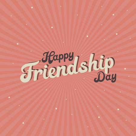 Happy Friendship Day Greeting Card Design. Friendship day typography greeting card creative idea with colorful background.のイラスト素材