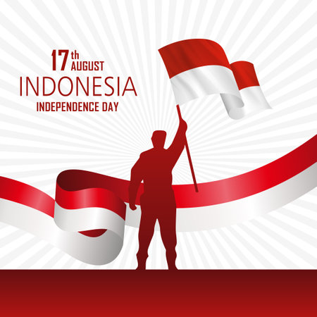 17th august Indonesia independence day vector illustration. Happy Independence Day Indonesia for banner, wallpaper, card.のイラスト素材