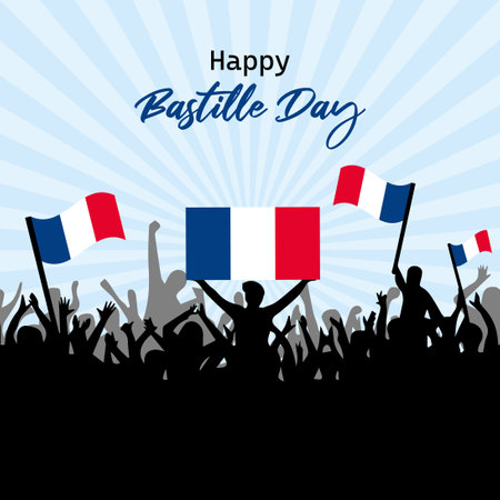 Happy bastille day. national france day vector illustration.のイラスト素材