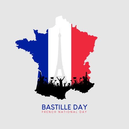 Happy bastille day. national france day vector illustration.のイラスト素材