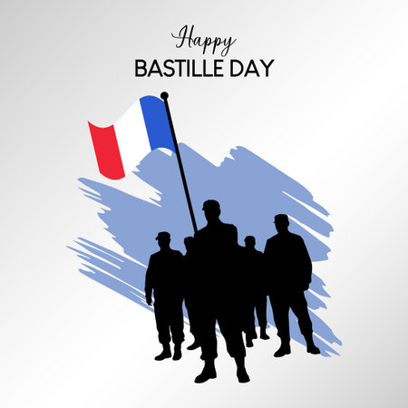 Happy bastille day. national france day vector illustration.のイラスト素材