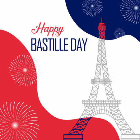 Happy bastille day. national france day vector illustration.のイラスト素材