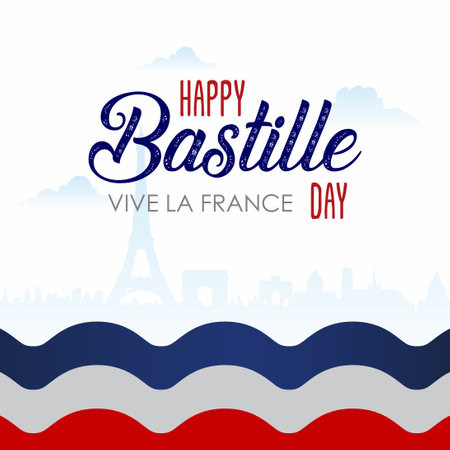 Happy bastille day. national france day vector illustration.のイラスト素材