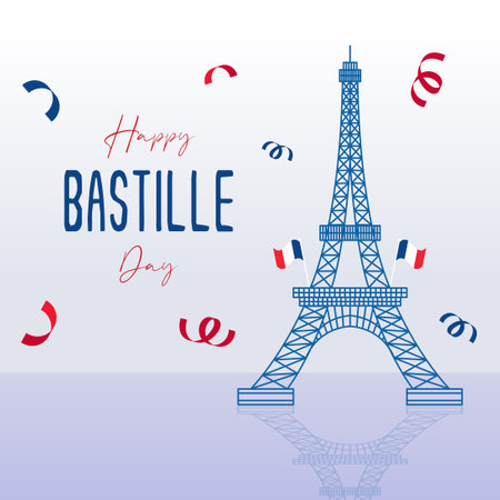 Happy bastille day. national france day vector illustration.のイラスト素材