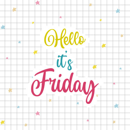 Hello Friday custom text illustration. Design for T-shirt, Bag, For Poster, Invitation, Cardのイラスト素材