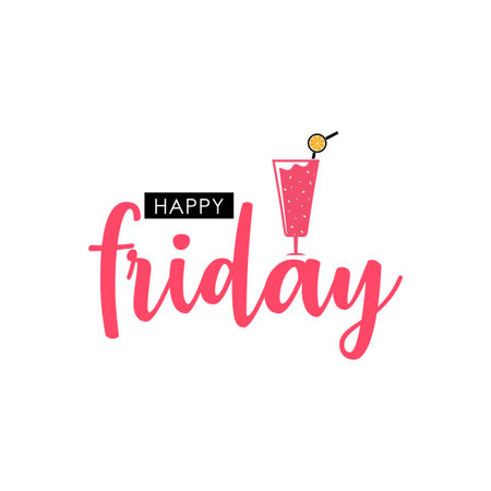 Hello Friday custom text illustration. Design for T-shirt, Bag, For Poster, Invitation, Cardのイラスト素材
