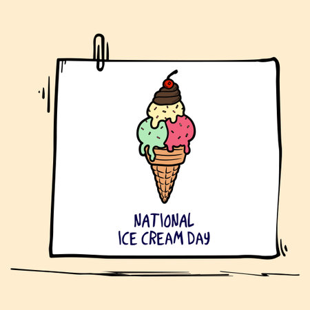 Happy National Ice Cream Day vector Illustration.のイラスト素材