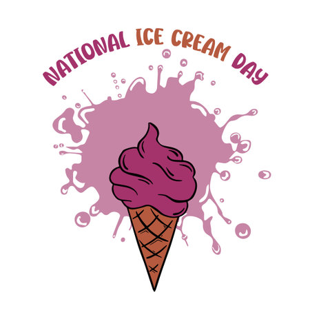 Happy National Ice Cream Day vector Illustration.のイラスト素材