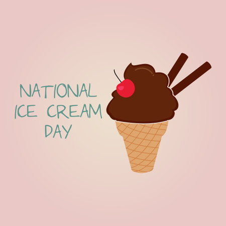 Happy National Ice Cream Day vector Illustration.のイラスト素材