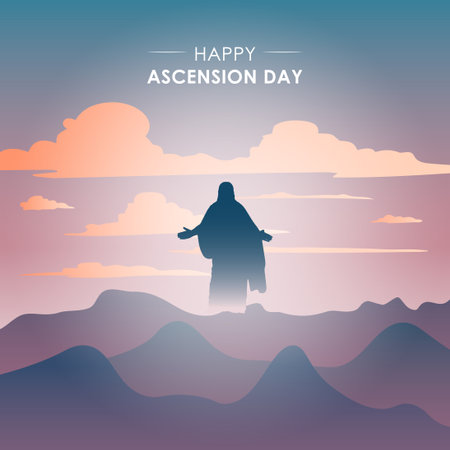Happy Ascension Day of Jesus Christ. Illustration Ascension Day of Jesus Christ.のイラスト素材