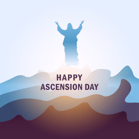 Happy Ascension Day of Jesus Christ. Illustration Ascension Day of Jesus Christ.のイラスト素材