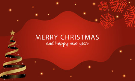 Merry Christmas wallpaper background with snowflakes and christmas treeのイラスト素材