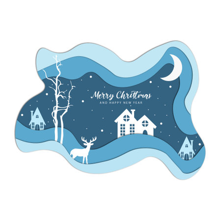 Merry Christmas wallpaper background with snowflakes and christmas treeのイラスト素材