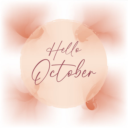 hello October with autumn vibe. Welcome october vector illustration.のイラスト素材