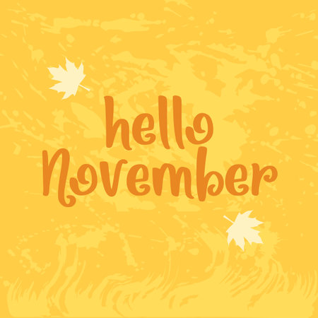 Hand drawn hello november banner template for autumn celebration. welcome november. november with autumn vibe.のイラスト素材