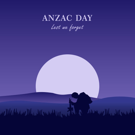 Vector illustration of beauty landscape. Remembrance day symbol. Lest we forget. Anzac day background with australian soldier and beauty landscape.のイラスト素材