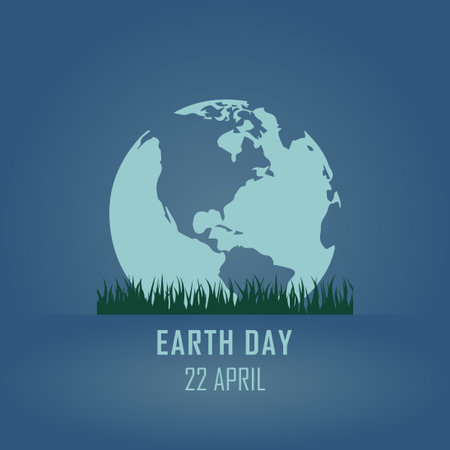 Happy Earth Day handwritten lettering with the globe on a blue background. Happy Earth Day typography vector design for greeting cards and poster. Design template celebration. Vectのイラスト素材