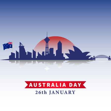 Happy Australia day lettering or calligraphy with Australian flag or map Vector illustrationのイラスト素材