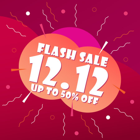 super sale 12.12. Shopping day vector. Flash sale 12.12.のイラスト素材