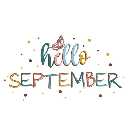 Hello September vector. Hello september with autumn vibe vector.のイラスト素材