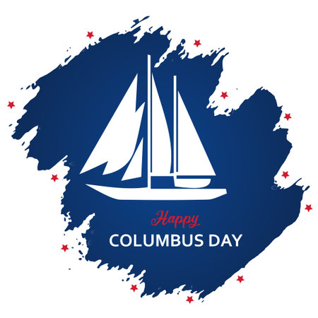 Columbus Day Background with sailing Ship. Suitable to place on content with that theme. Happy Columbus day vector.のイラスト素材
