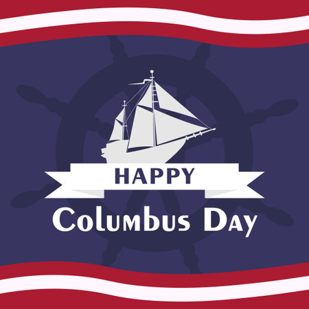 Columbus Day Background with sailing Ship. Suitable to place on content with that theme. Happy Columbus day vector.のイラスト素材