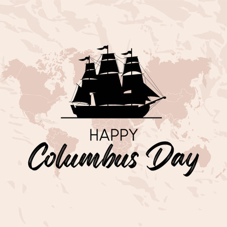 Columbus Day Background with sailing Ship. Suitable to place on content with that theme. Happy Columbus day vector.のイラスト素材