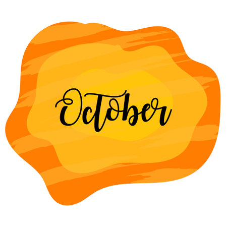 Hello october with autumn vibes vector. October vector.のイラスト素材