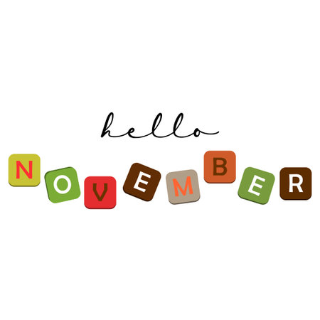 Hello november vector illustration. november with autumn vibeのイラスト素材