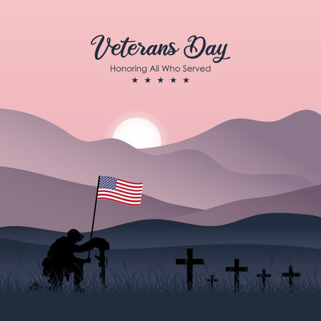 Happy veterans day vector illustration. Veterans day with US Flag. US veterans day vector.のイラスト素材