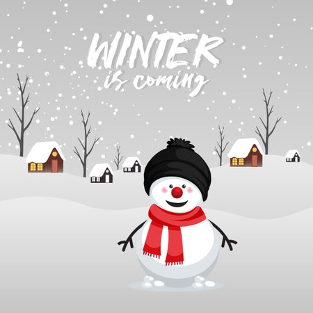 Hello Winter with snowflakes vector. Hello winter for social media post. welcome winter vector.のイラスト素材