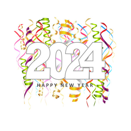 Happy New Year 2024. New year's eve. Happy new year vector suitable for banner, greetings card. New Year party vector.のイラスト素材