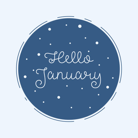 Hello January. Hello January vector. Welcome January.のイラスト素材