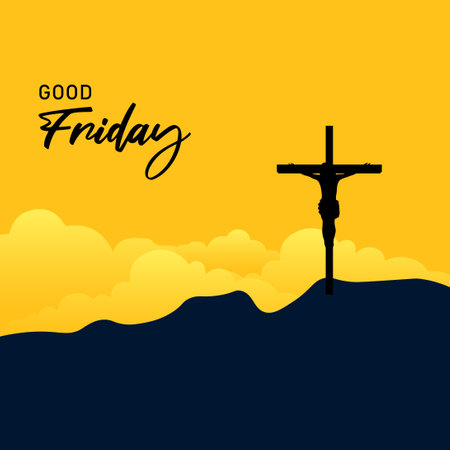 Good Friday with Cross vector. Good Friday Vector Illustration.のイラスト素材