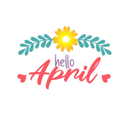 Hello April. welcome april. hello spring. April vector illustration.のイラスト素材