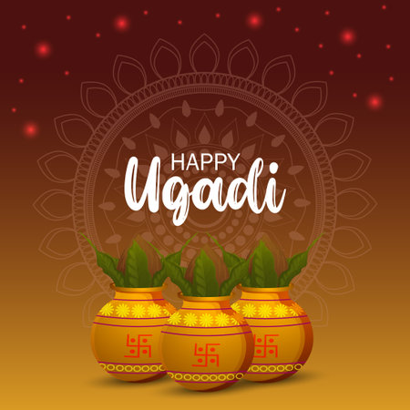 Gudi padwa celebration background. Happy Gudi Padwa vector. Happy Ugadi vector.のイラスト素材