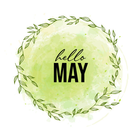 Hello May. Welcome may. May word. Spring month. MAY month vector with flower.のイラスト素材