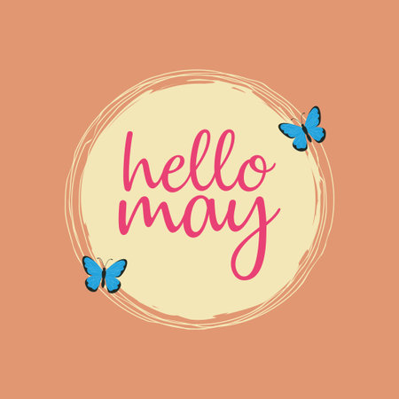 Hello May. Welcome may. May word. Spring month. MAY month vector with flower.のイラスト素材