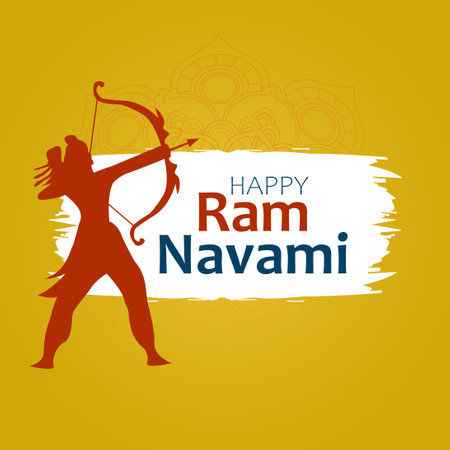 Vector illustration of shri Ram for happy ram navami celebration. Greeting design for ram navami festival. Ram Navami vector.のイラスト素材