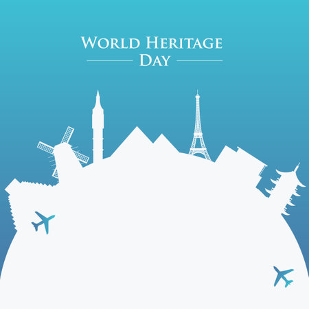 World Heritage Day background. World Heritage Poster.のイラスト素材