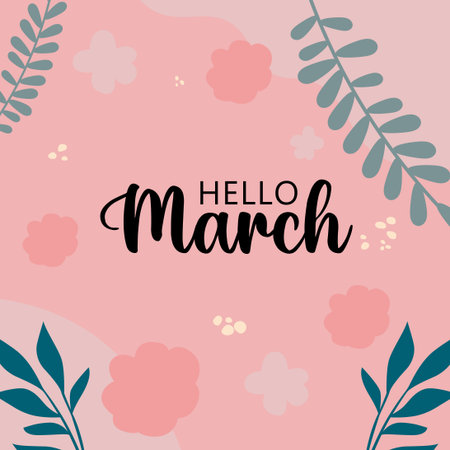 Hello March vector. Welcome march vector. March background vector.のイラスト素材