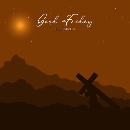 Good Friday background vector. Happy good friday. Good Friday With Cross Template.のイラスト素材