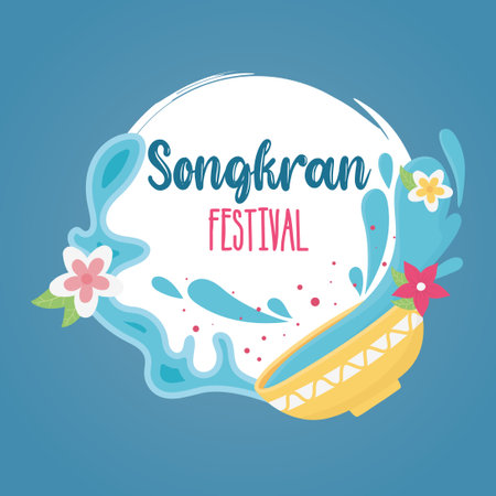 happy songkran festival in thailand. happy songkran festival.のイラスト素材