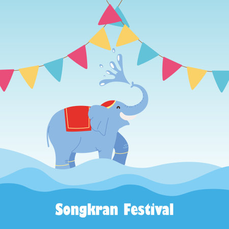 happy songkran festival in thailand. happy songkran festival.のイラスト素材