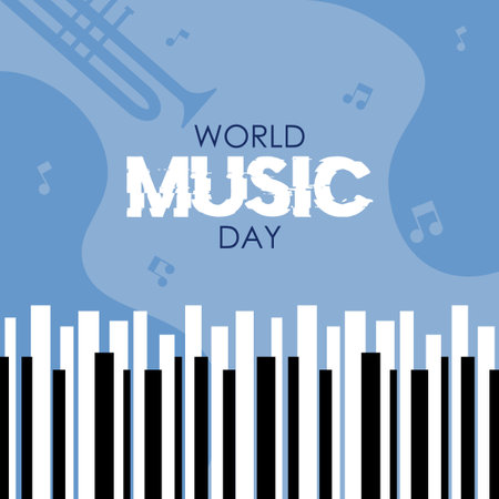 Happy World Music Day Event Musical. World music day vector.のイラスト素材