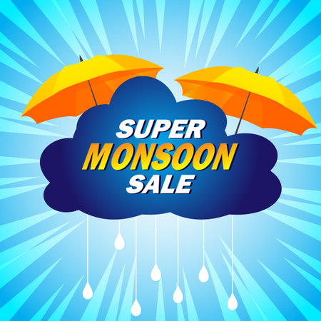Happy monsoon season sale with a special offer Vector. Monsoon sale vector.のイラスト素材