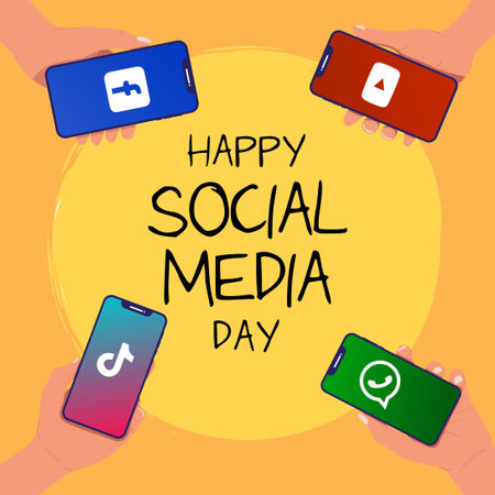 Happy social media day vector. Social media world day Vector.のイラスト素材